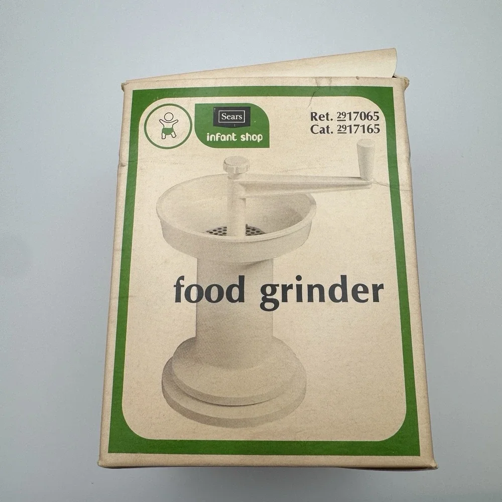 Vtg Sears Baby Fresh Food Mash Grinder Mill Portable Healthy Infant + Manual NEW